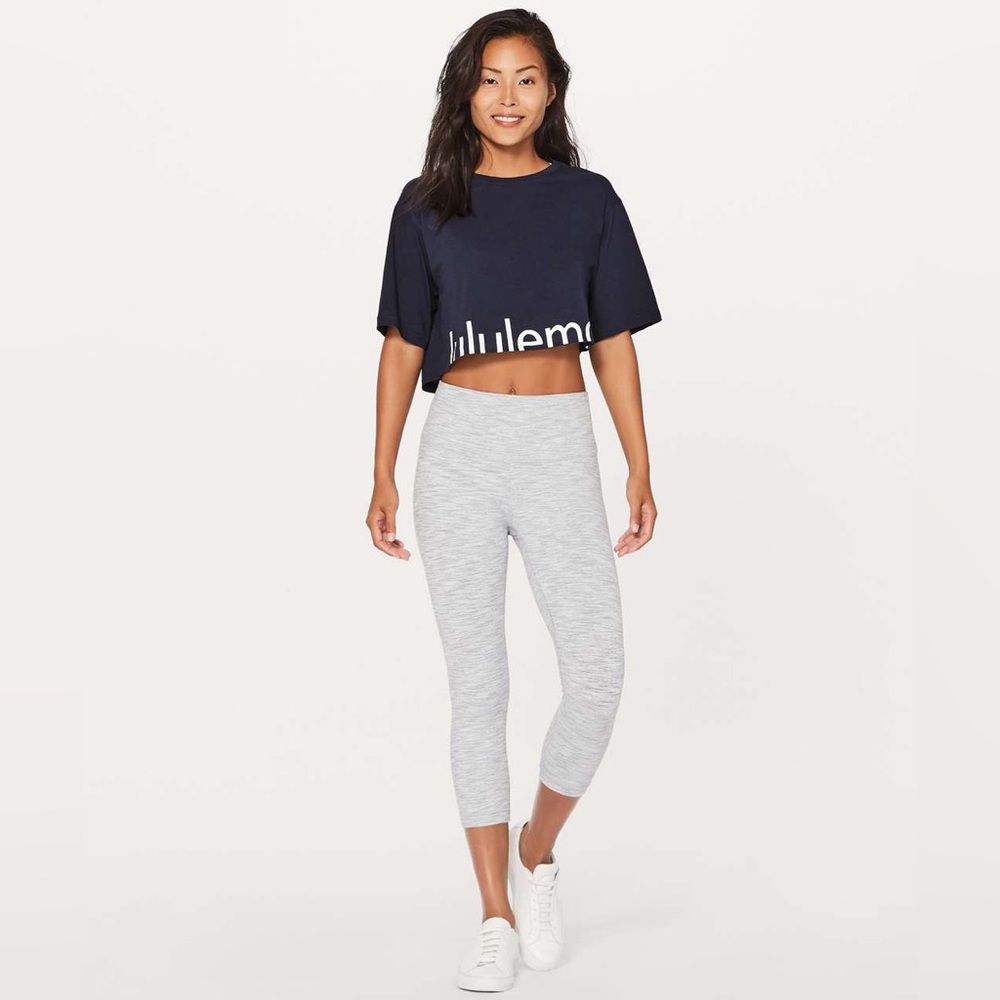 Lululemon Cortes Crop Tee (Expression) Midnight Navy Size 6